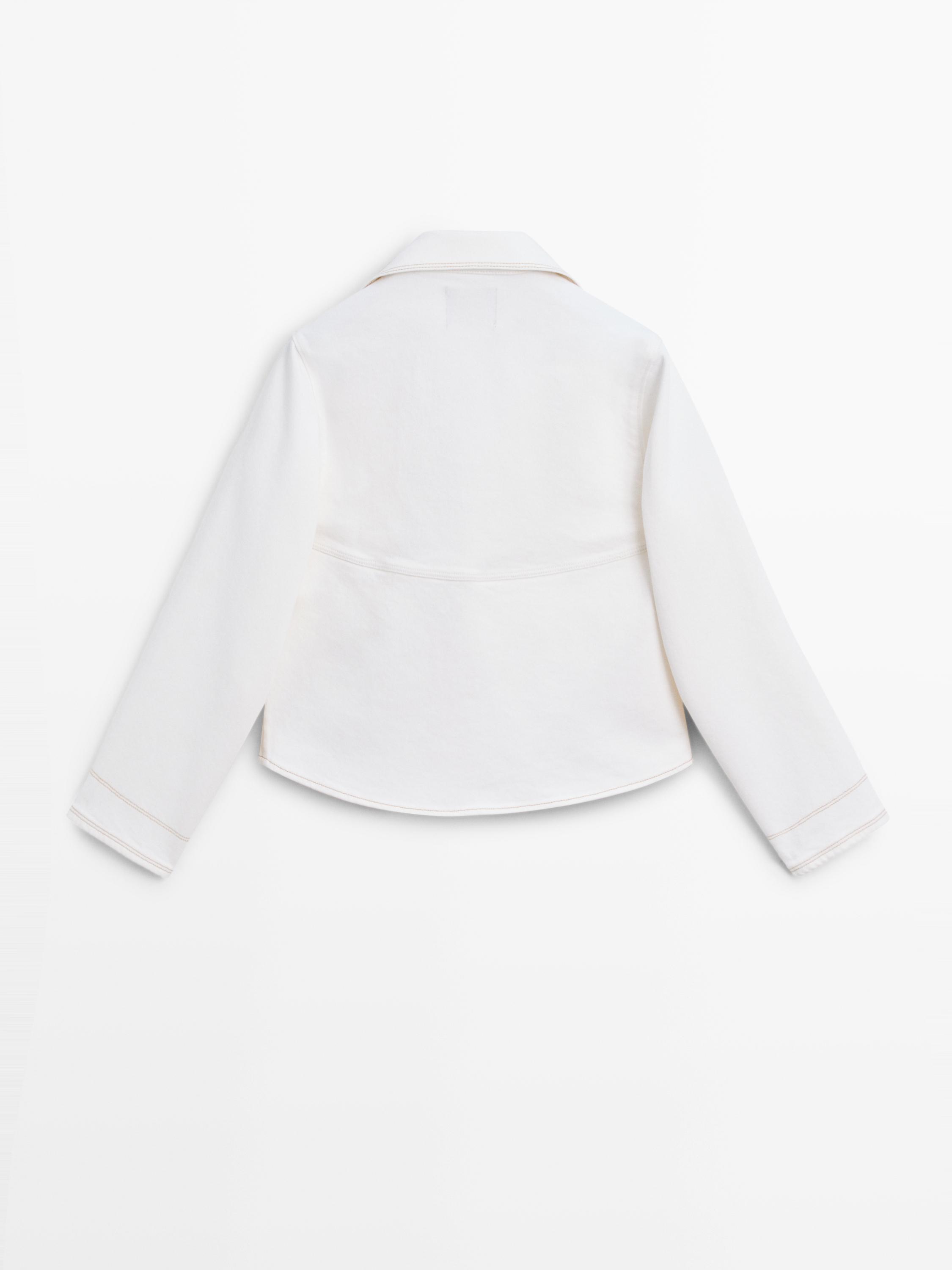 Denim jacket with contrast seam